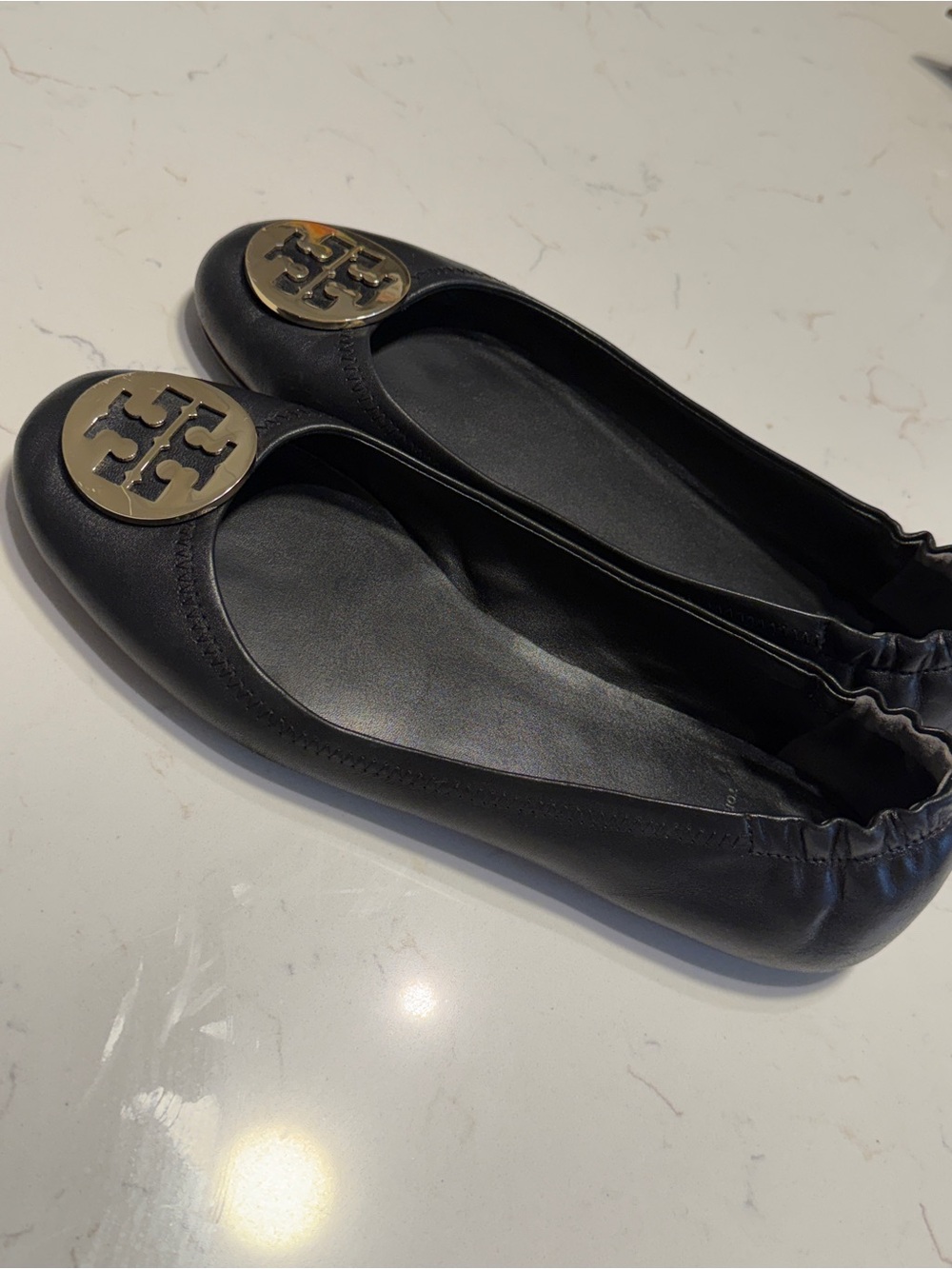 Tory Burch Reva Black Leather Ballet Flats – Women’s 10.5 - Picture 3 of 11
